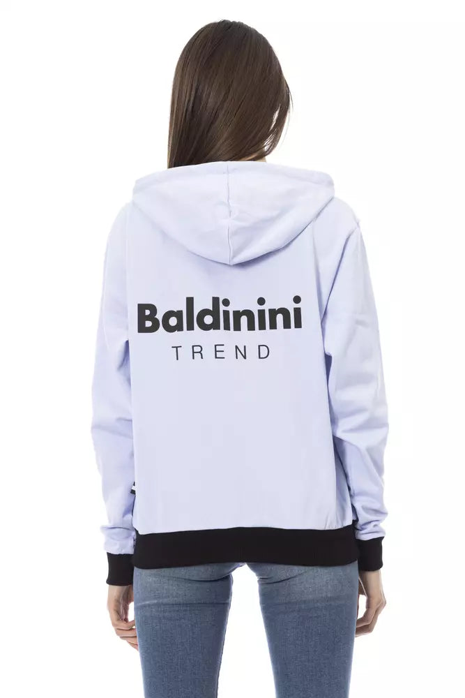 Baldinini Trend Damen-Pullover aus violetter Baumwolle mit verstellbarer Kapuze
