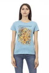 Trussardi Action Hellblaues Baumwoll-T-Shirt für Damen