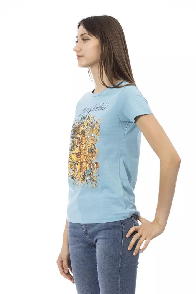 Trussardi Action Hellblaues Baumwoll-T-Shirt für Damen