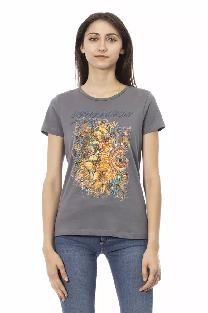 Trussardi Action Graues Baumwoll-Damen-T-Shirt