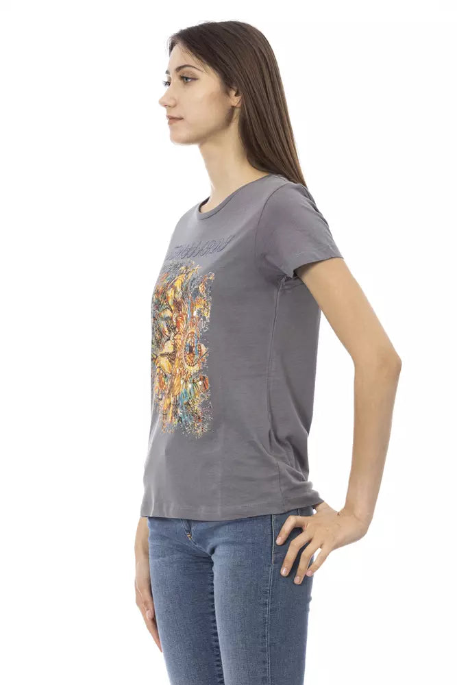 Trussardi Action Graues Baumwoll-Damen-T-Shirt