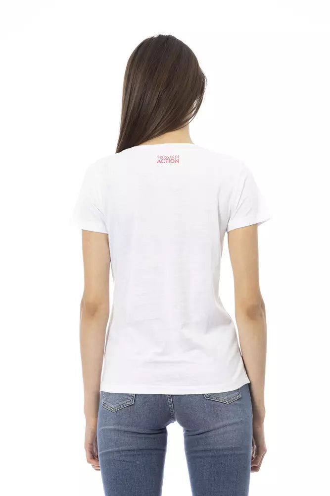 Trussardi Action Weißes Damen-T-Shirt aus Baumwolle