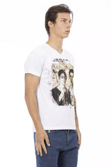 Trussardi Action White Cotton Men's V-Neck T-Shirt