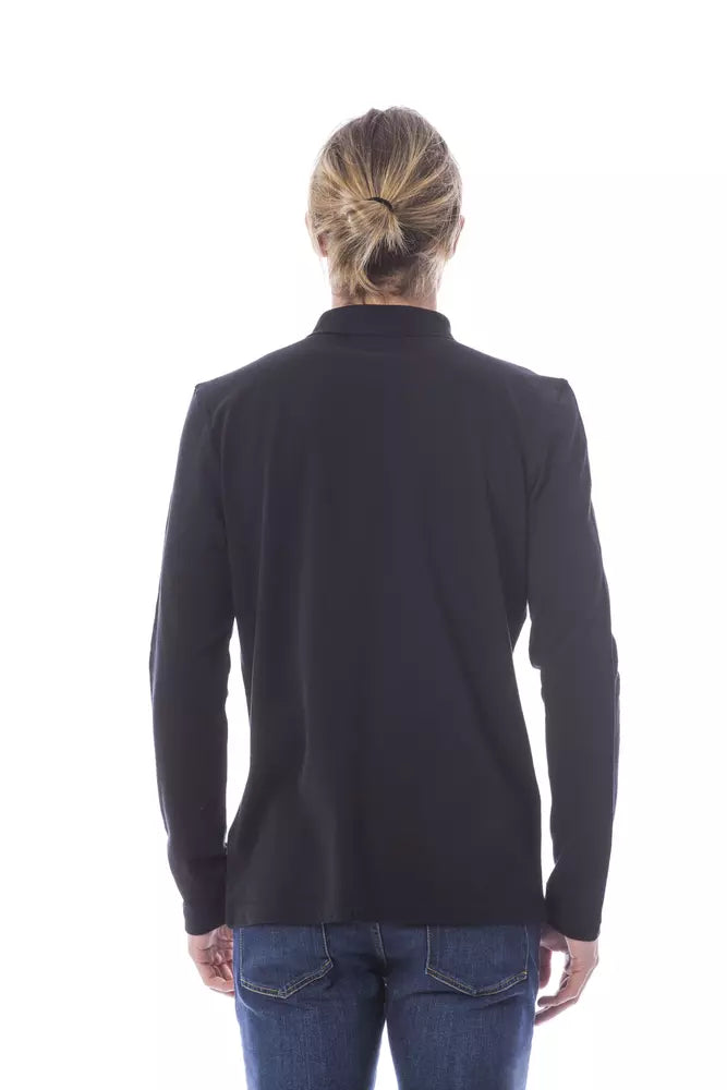 Verri Black Cotton Men Polo Shirt Long Sleeve