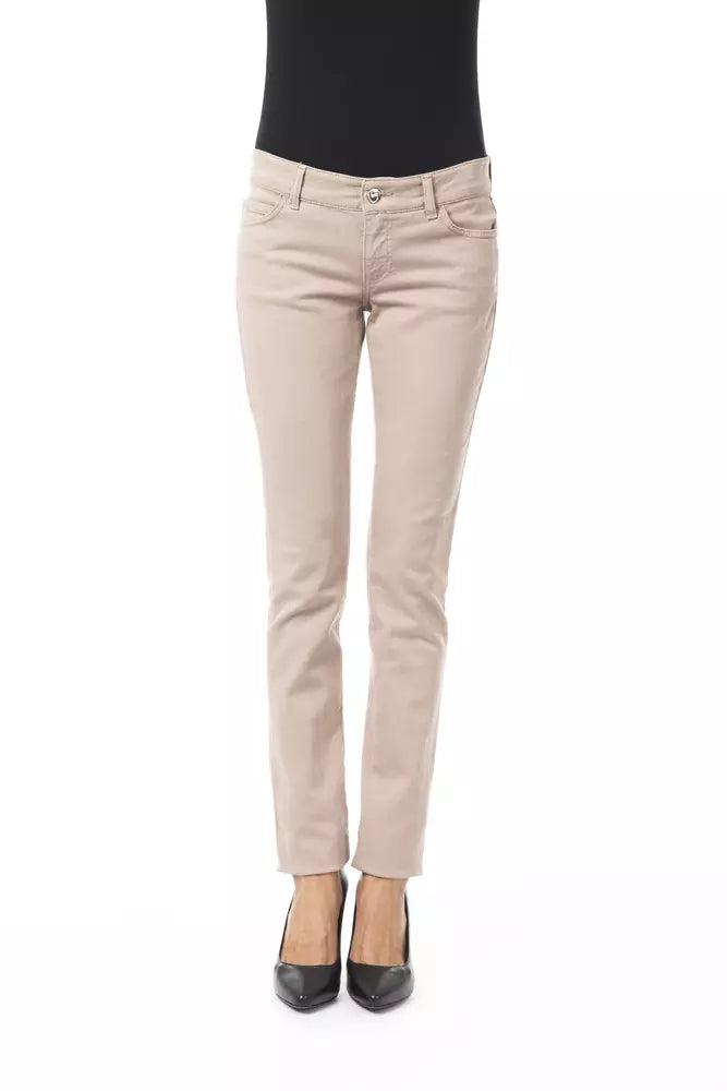 BYBLOS Beige Baumwollhose für Damen mit Kettendetail an der Gesäßtasche