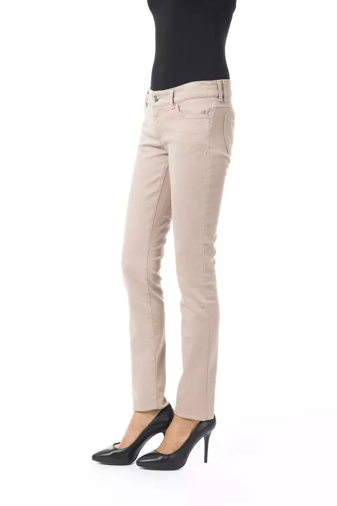 BYBLOS Beige Baumwollhose für Damen mit Kettendetail an der Gesäßtasche