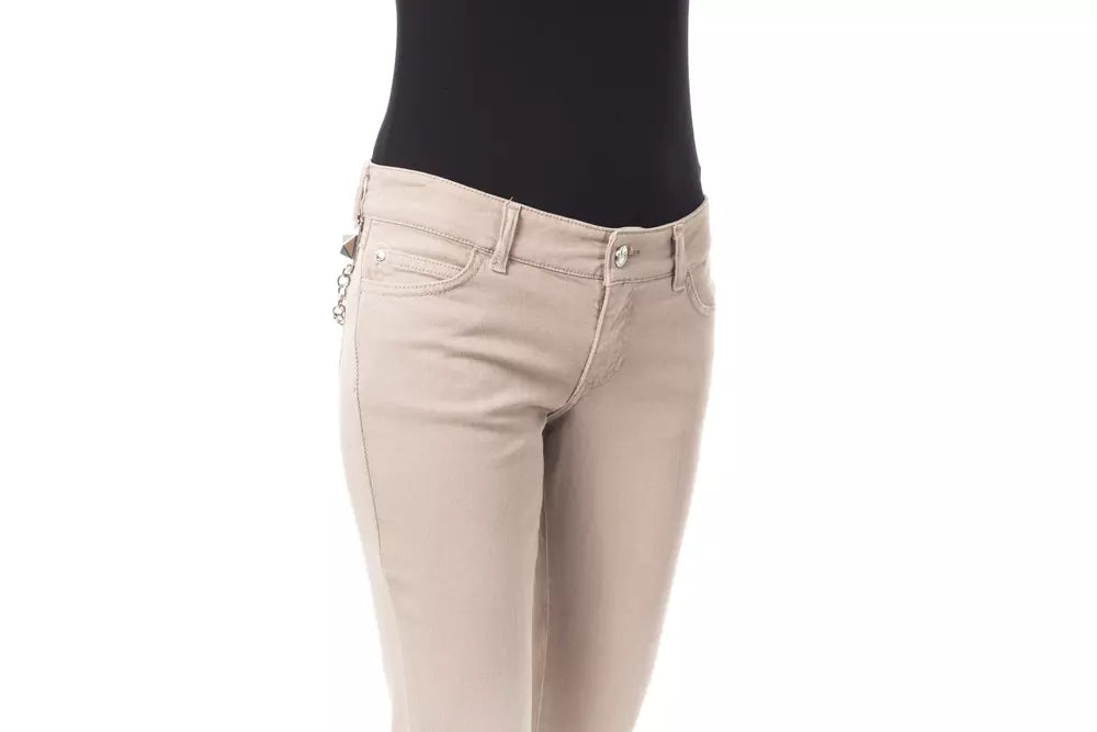 BYBLOS Beige Baumwollhose für Damen mit Kettendetail an der Gesäßtasche