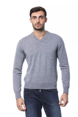 Billionaire Italian Couture Herrenpullover aus grauer Merinowolle