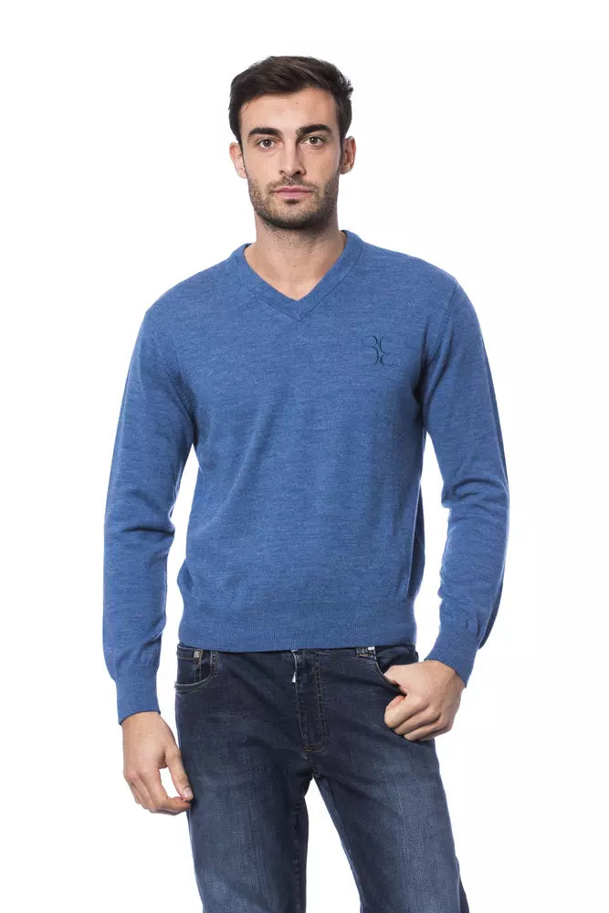 Billionaire Italian Couture Blauer Pullover aus Merinowolle