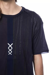 Nicolo Tonetto Blaues Baumwoll-Herren-T-Shirt