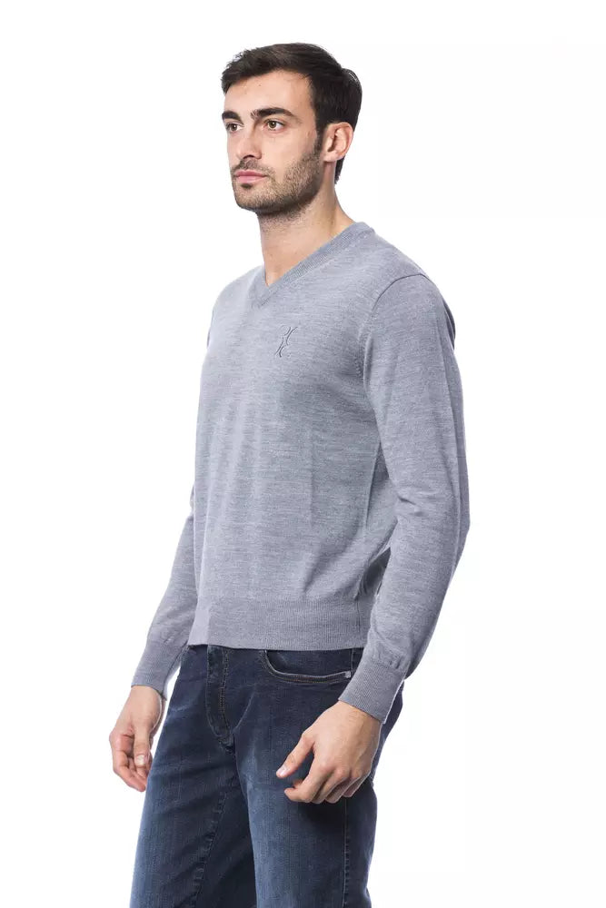 Billionaire Italian Couture Herrenpullover aus grauer Merinowolle