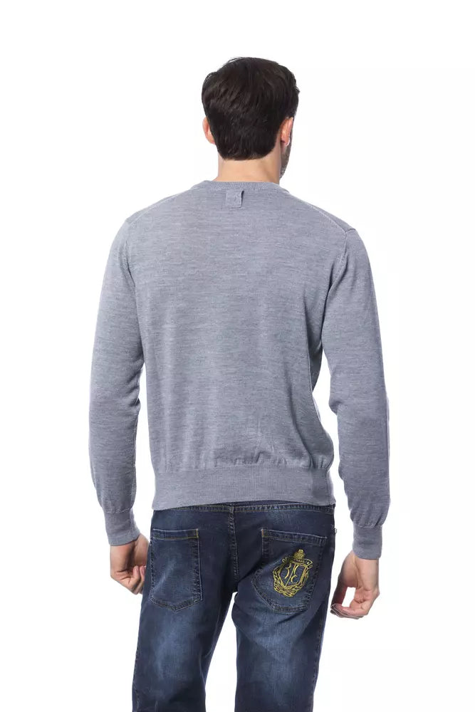 Billionaire Italian Couture Herrenpullover aus grauer Merinowolle