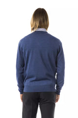 Uominitaliani Blauer Herrenpullover aus Merinowolle