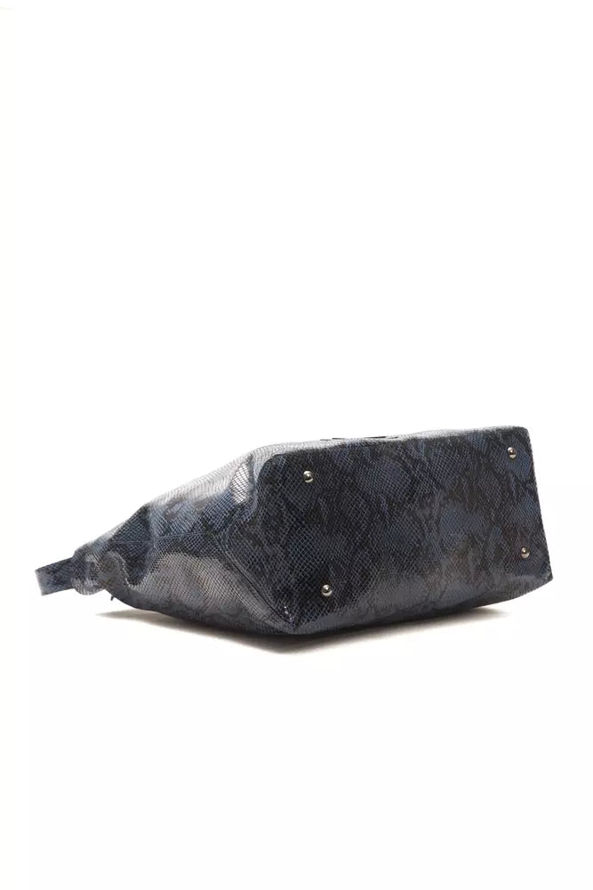 Pompei Donatella Blaue Leder Damen Schultertasche