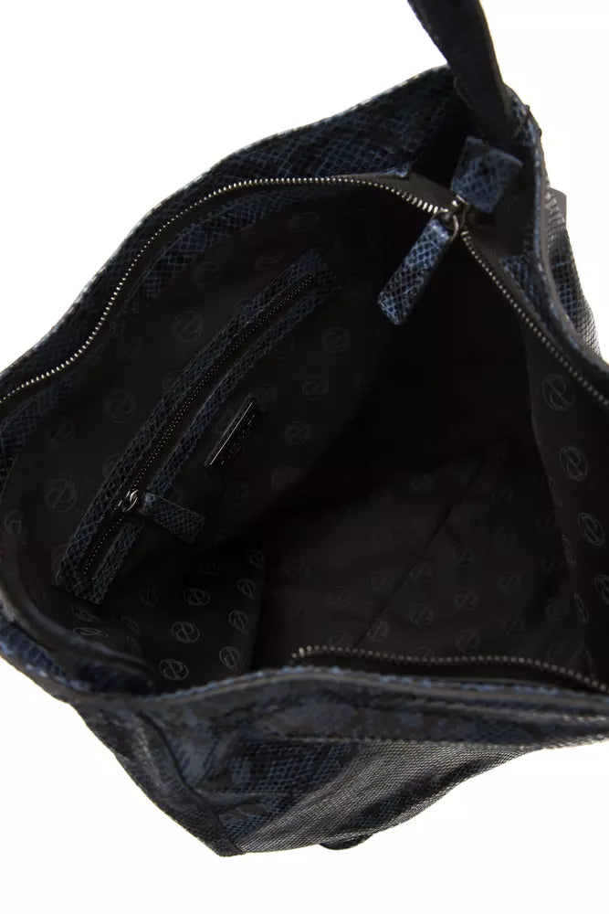 Pompei Donatella Blaue Leder Damen Schultertasche