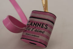 Dolce & Gabbana Roze Zwart Lederen Bandje Goud Metalen Logo Airpods Hoesje