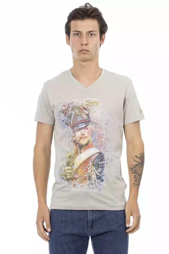 Trussardi Action Graues Herren-T-Shirt aus Baumwolle