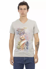 Trussardi Action Graues Herren-T-Shirt aus Baumwolle