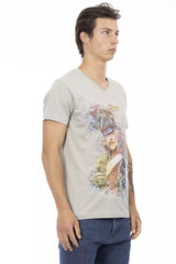 Trussardi Action Graues Herren-T-Shirt aus Baumwolle