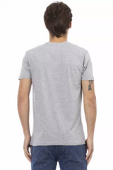 Trussardi Action Gray Cotton Men's V-Neck T-Shirt