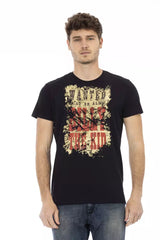 Trussardi Action Schwarzes Baumwoll-T-Shirt für Herren