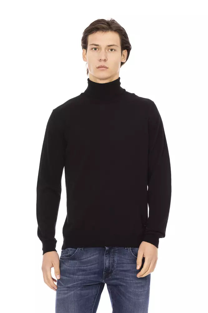 Baldinini Trend Herren-Rollkragenpullover aus schwarzem Stoff