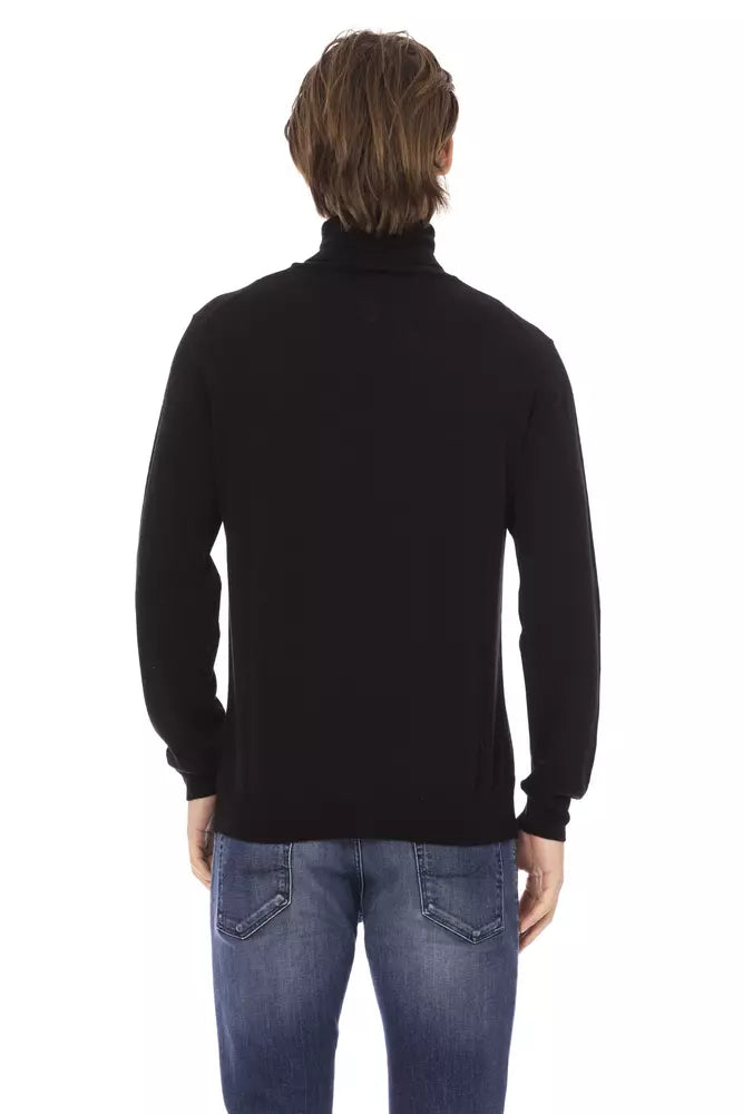 Baldinini Trend Herren-Rollkragenpullover aus schwarzem Stoff