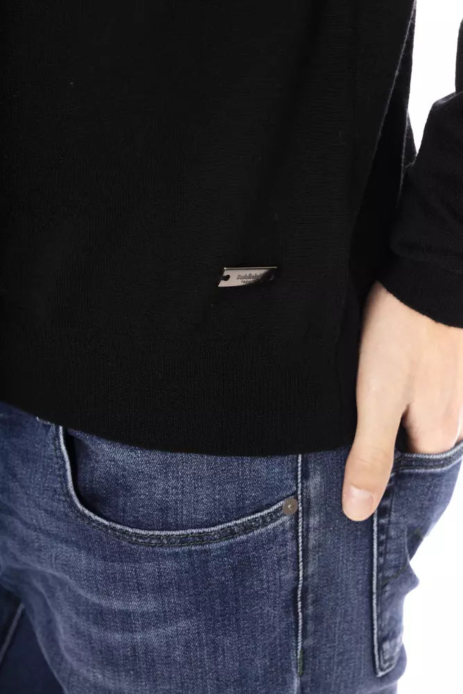 Baldinini Trend Herren-Rollkragenpullover aus schwarzem Stoff