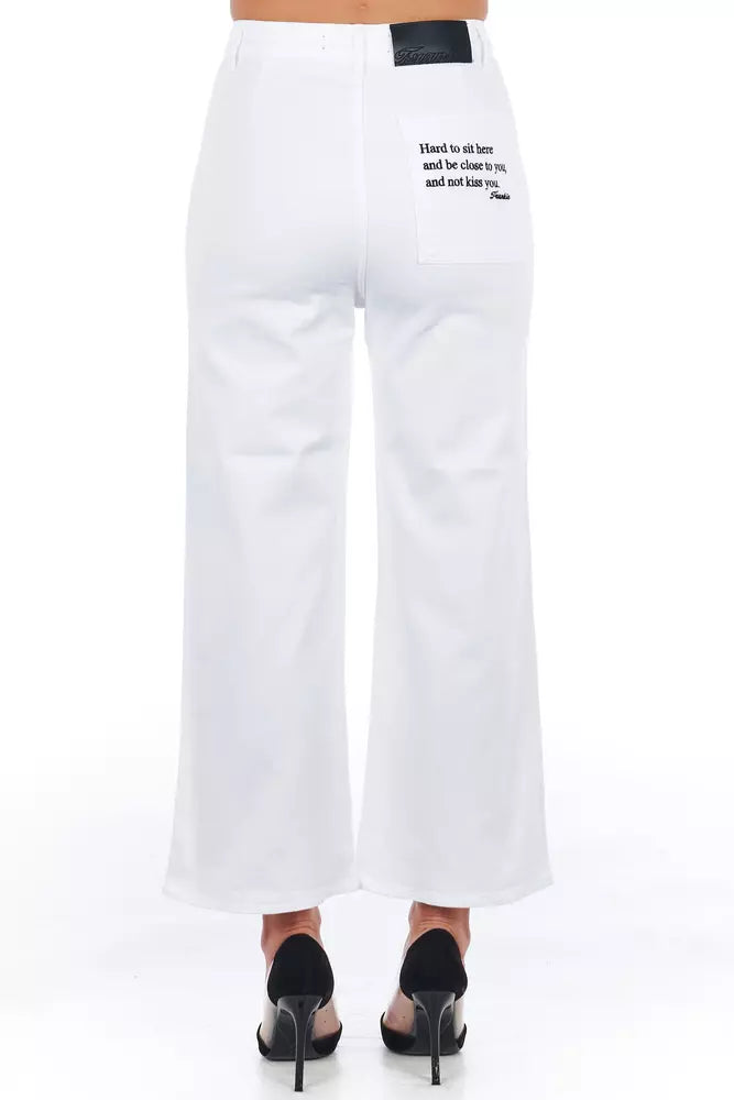 Frankie Morello Weiße Baumwoll-Damen-Cropped-Hose