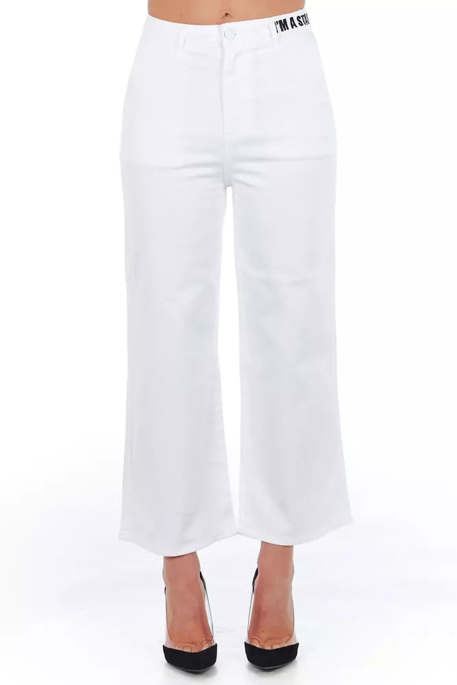 Frankie Morello Weiße Baumwoll-Damen-Cropped-Hose