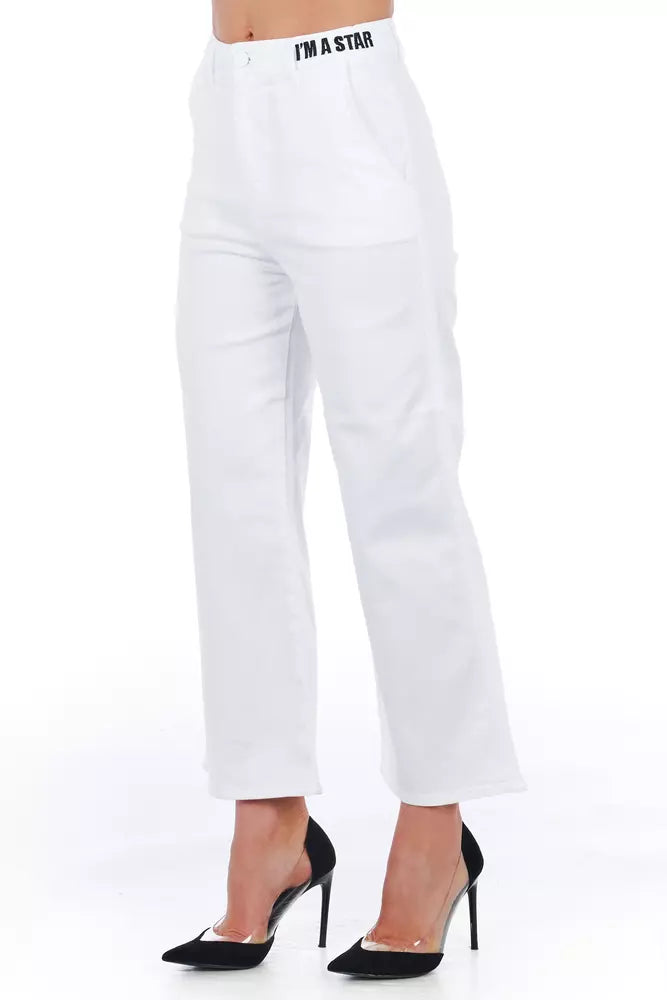 Frankie Morello Weiße Baumwoll-Damen-Cropped-Hose
