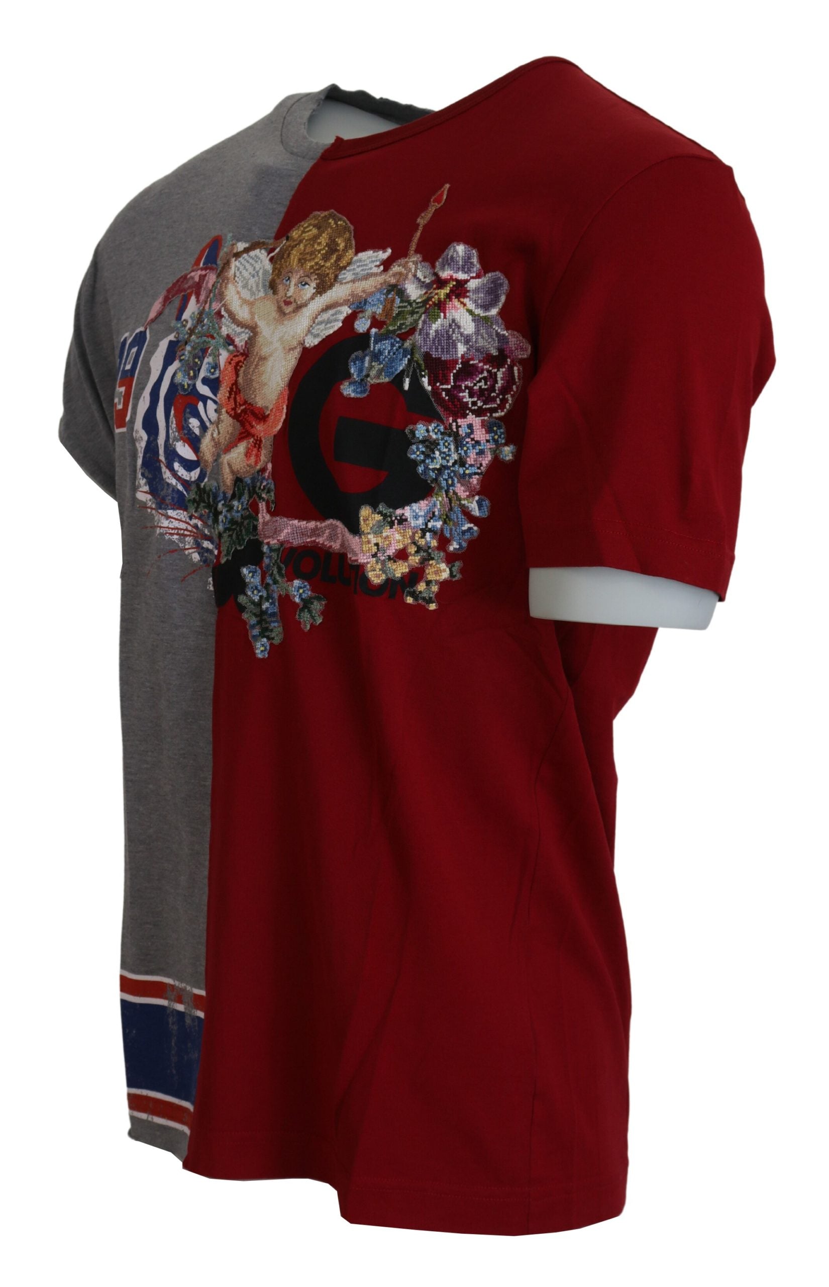 Dolce & Gabbana Rood Grijs Twee Model DG Angel Ronde hals T-shirt