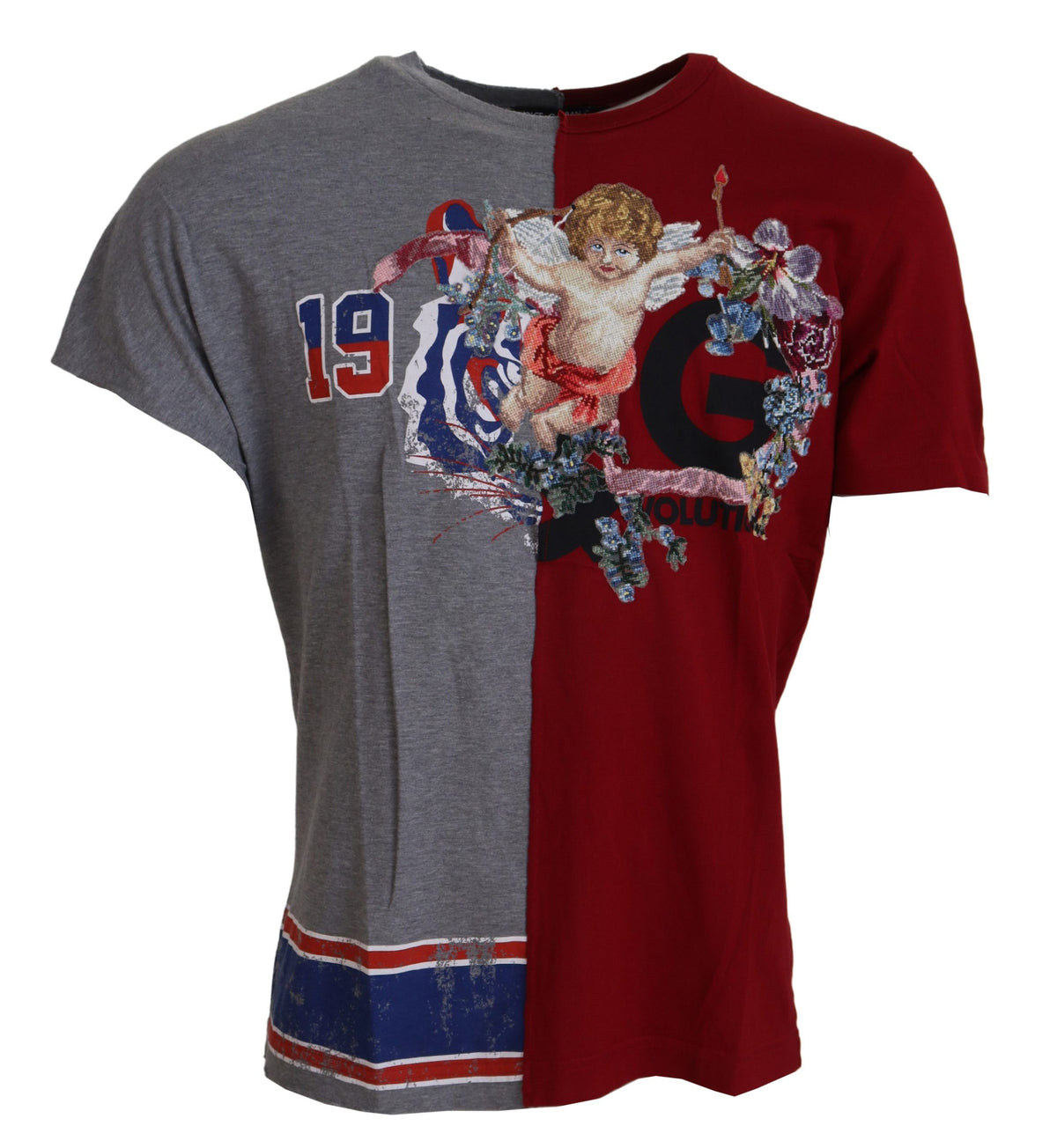 Dolce & Gabbana Rood Grijs Twee Model DG Angel Ronde hals T-shirt