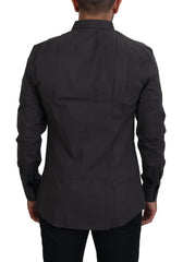 Dolce & Gabbana Graues SICILIA Slim Fit Stretch Hemd