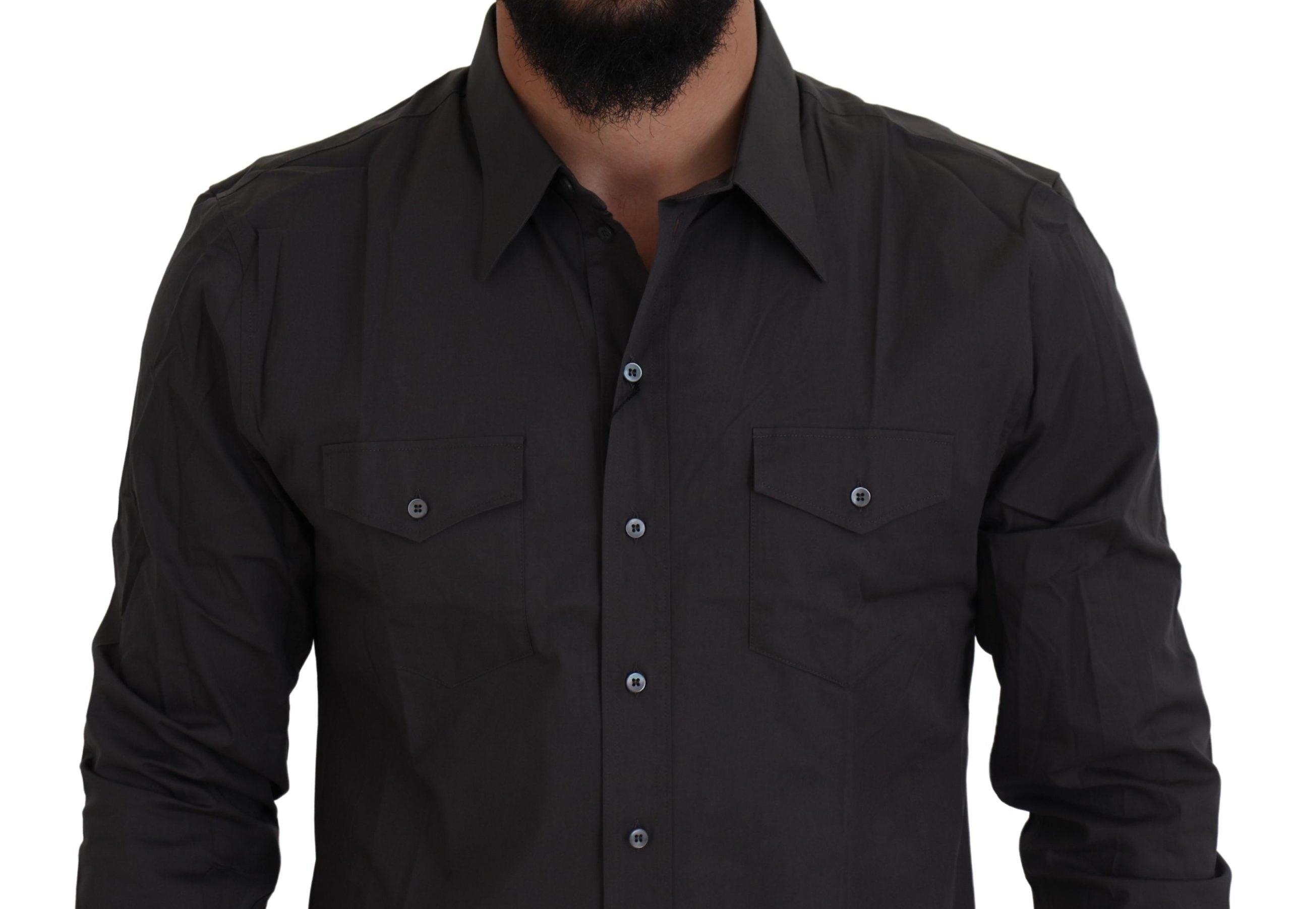 Dolce & Gabbana Graues SICILIA Slim Fit Stretch Hemd