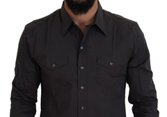 Dolce & Gabbana Graues SICILIA Slim Fit Stretch Hemd
