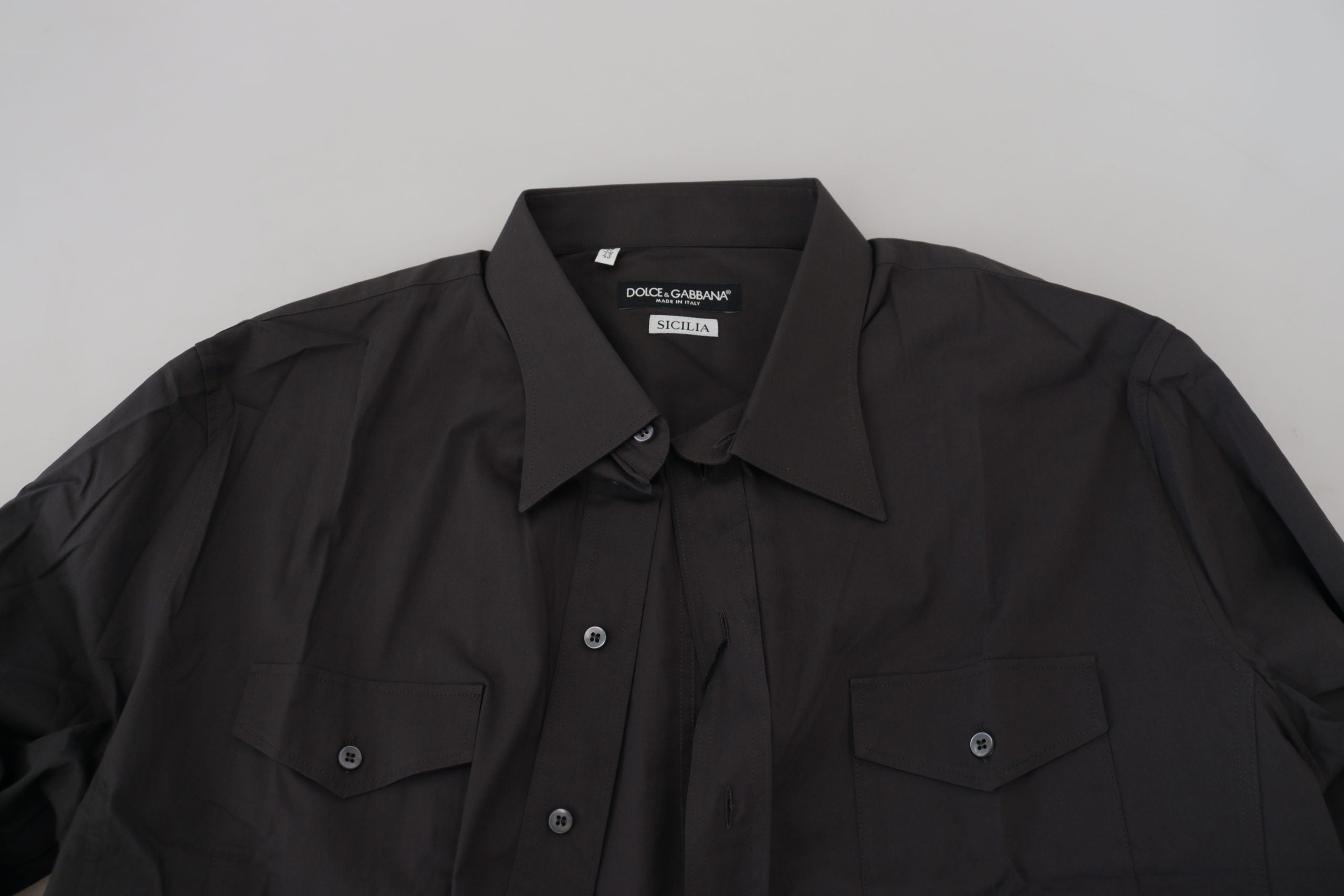 Dolce & Gabbana Graues SICILIA Slim Fit Stretch Hemd