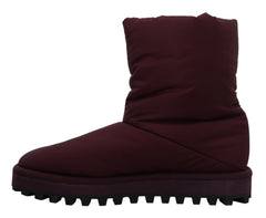 Dolce & Gabbana Bordeaux Nylon-Stiefel Gepolsterte Mid-Schuhe