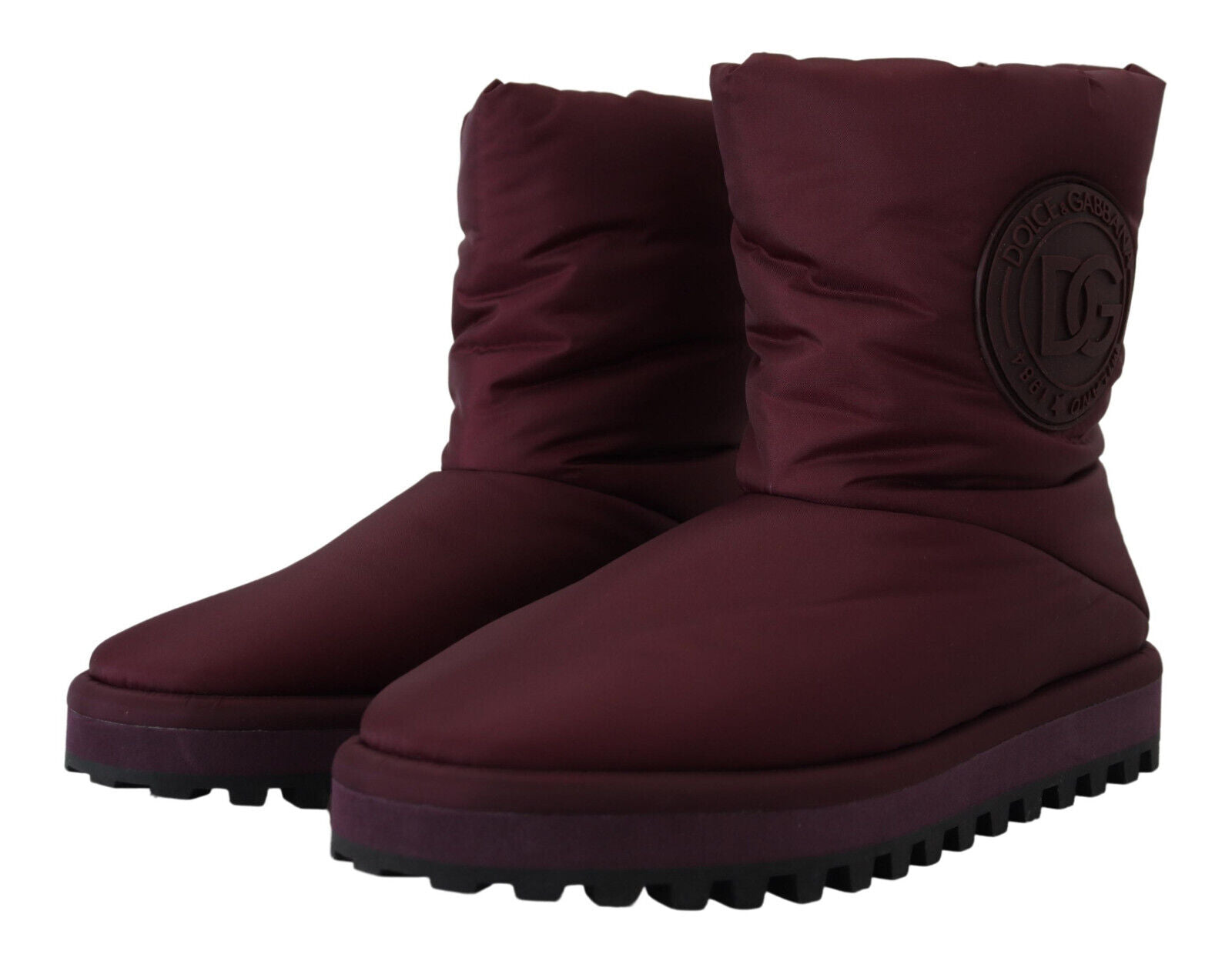 Dolce & Gabbana Bordeaux Nylon-Stiefel Gepolsterte Mid-Schuhe
