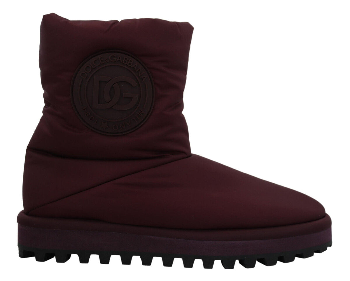 Dolce & Gabbana Bordeaux Nylon-Stiefel Gepolsterte Mid-Schuhe