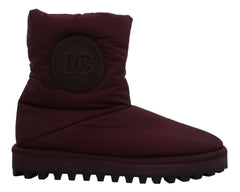 Dolce & Gabbana Bordeaux Nylon-Stiefel Gepolsterte Mid-Schuhe