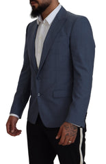 Dolce & Gabbana Blauw Wollen Stretch Slim Fit Jasje Blazer