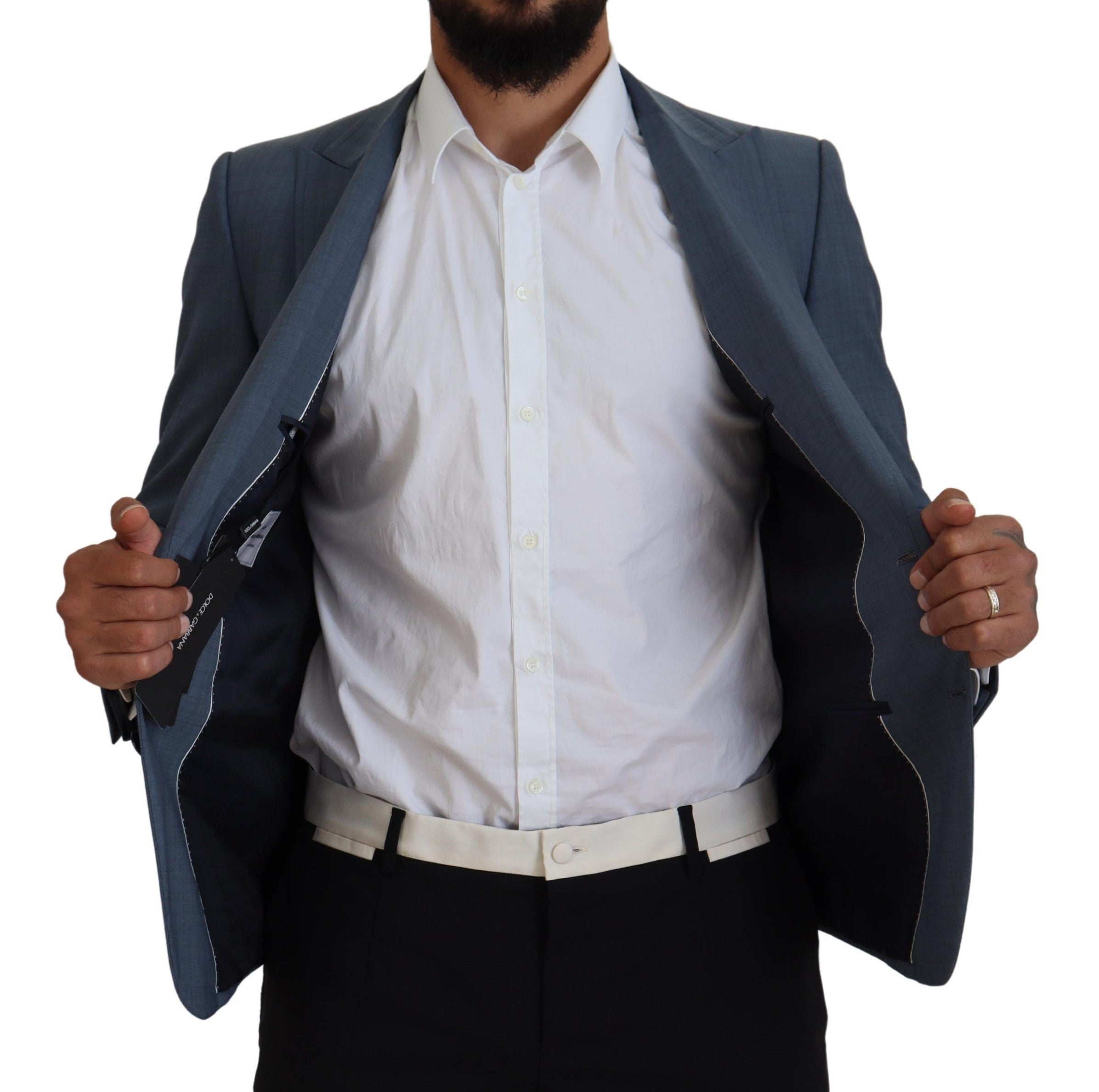 Dolce & Gabbana Blauw Wollen Stretch Slim Fit Jasje Blazer