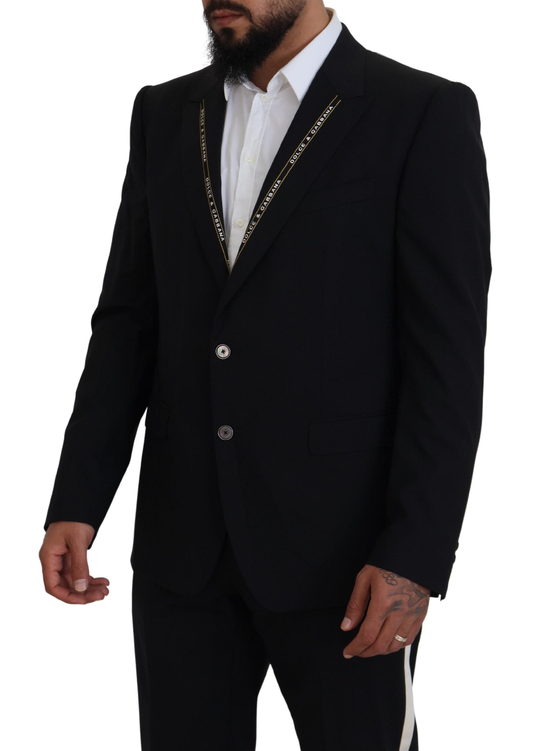 Dolce & Gabbana Schwarzer Blazer aus Wolle mit Stretch, schmal geschnitten