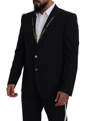 Dolce & Gabbana Schwarzer Blazer aus Wolle mit Stretch, schmal geschnitten