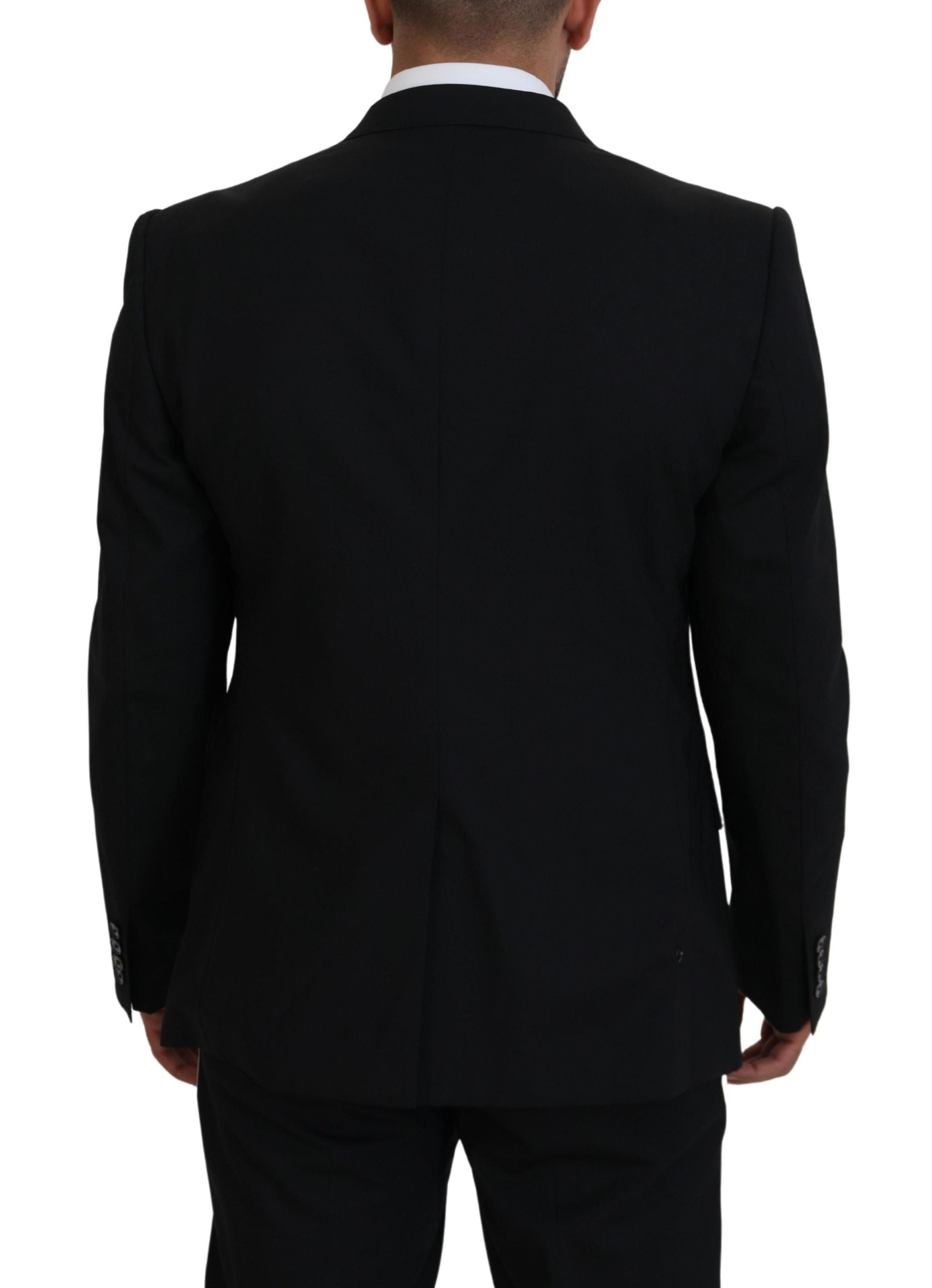 Dolce & Gabbana Schwarzer Blazer aus Wolle mit Stretch, schmal geschnitten