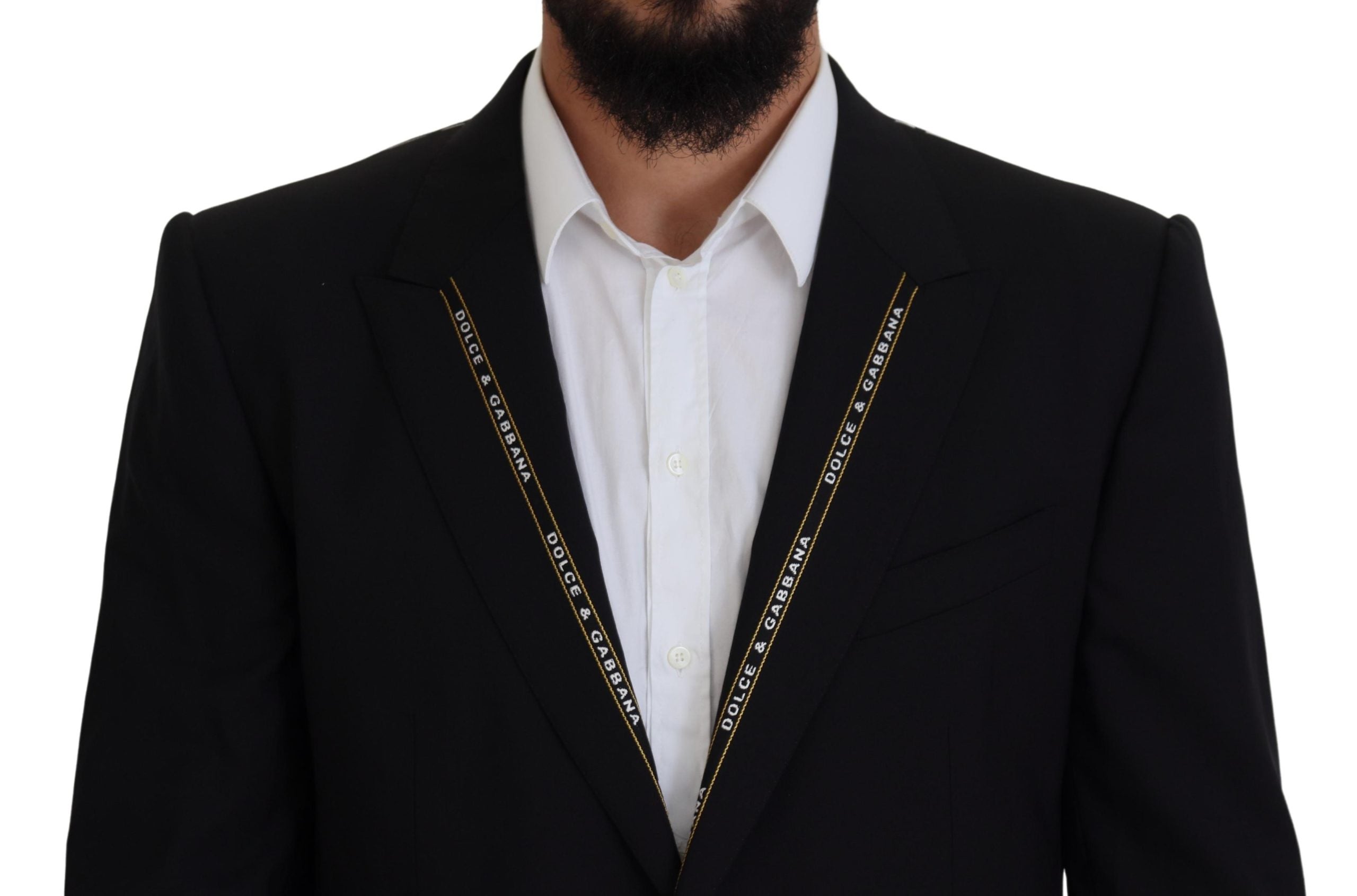 Dolce & Gabbana Schwarzer Blazer aus Wolle mit Stretch, schmal geschnitten