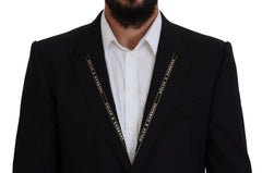 Dolce & Gabbana Schwarzer Blazer aus Wolle mit Stretch, schmal geschnitten