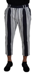 Dolce & Gabbana Wit Katoenen Gestreept Cropped Broek