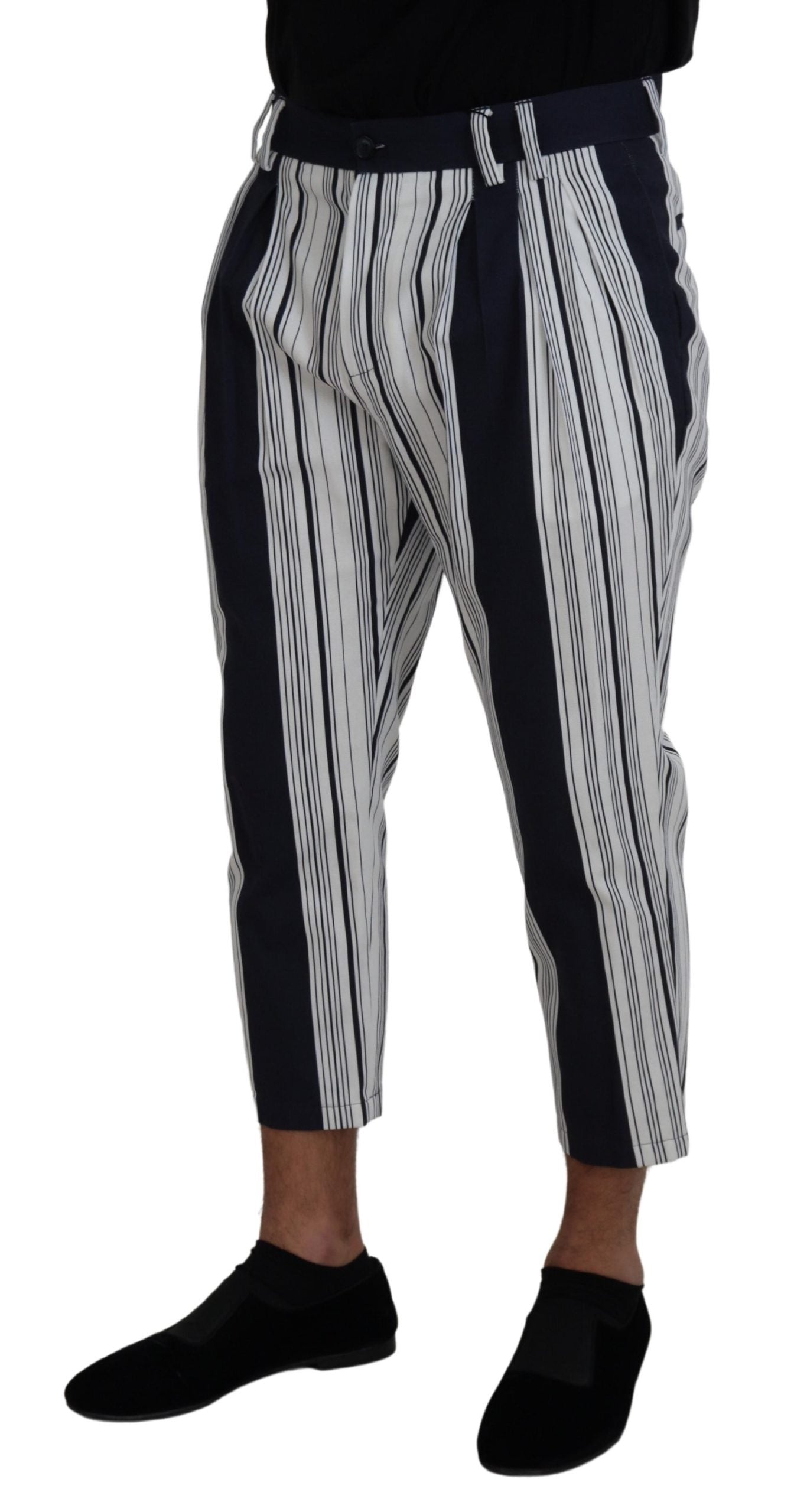 Dolce & Gabbana Wit Katoenen Gestreept Cropped Broek